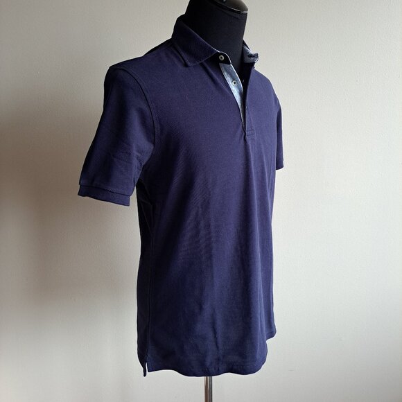 NEW Stenstroms Men's Navy Blue Contrast Polo Shirt Size L